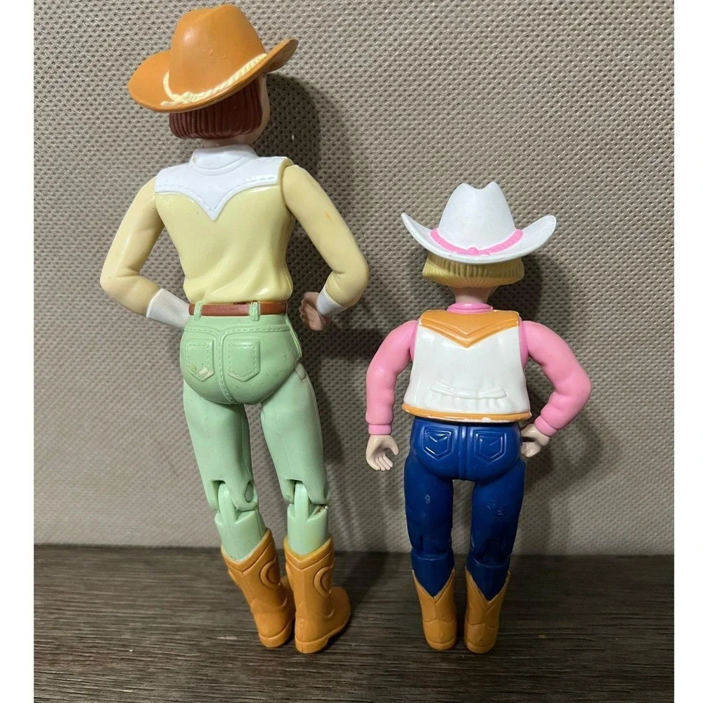 Vintage 2001 Fisher Price Loving Family Cowgirl Dolls Mother Daughter Western